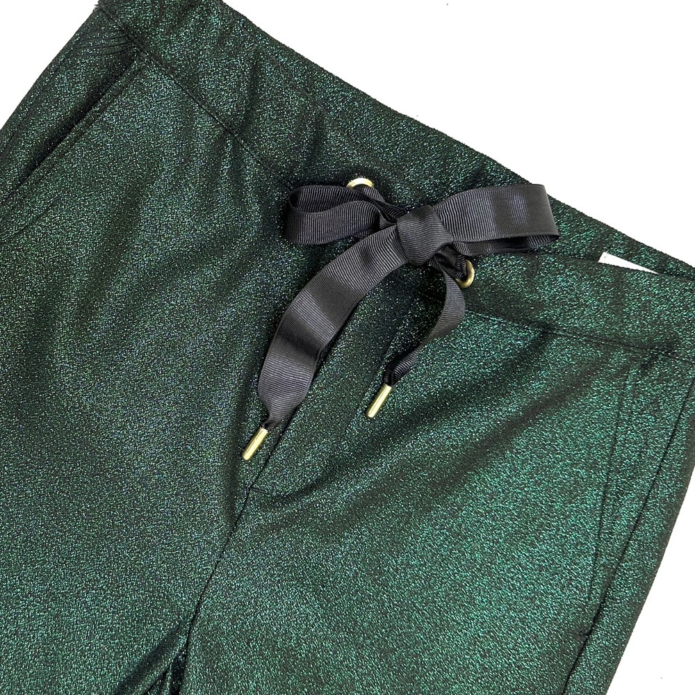 NWOT Reiko France Faustine Green Glitter Drawstring Pants - Picture 8 of 14